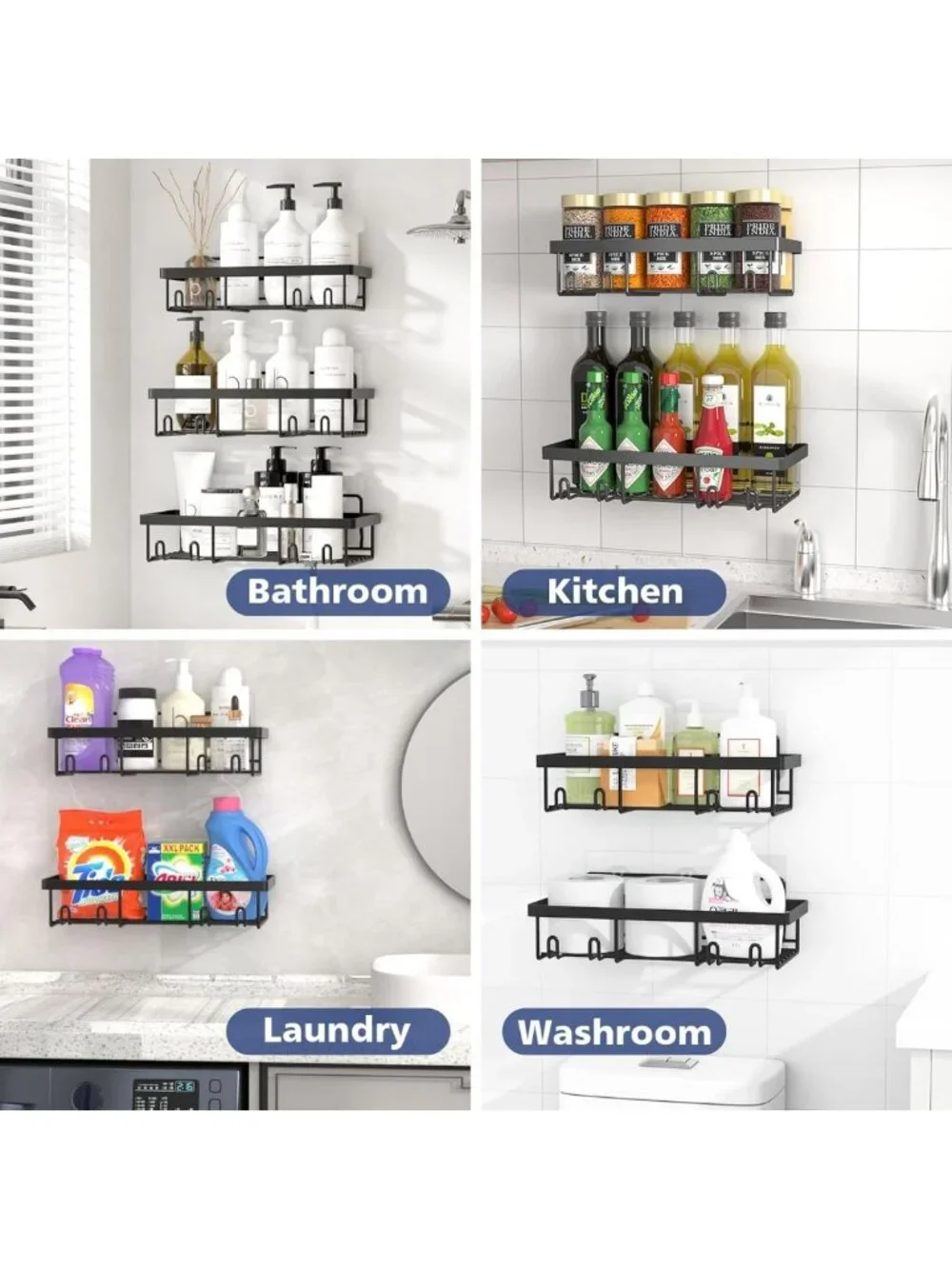 5-Pack Shower Caddy Organizer Rack, Rustproof Stainless Steel Wall Storage